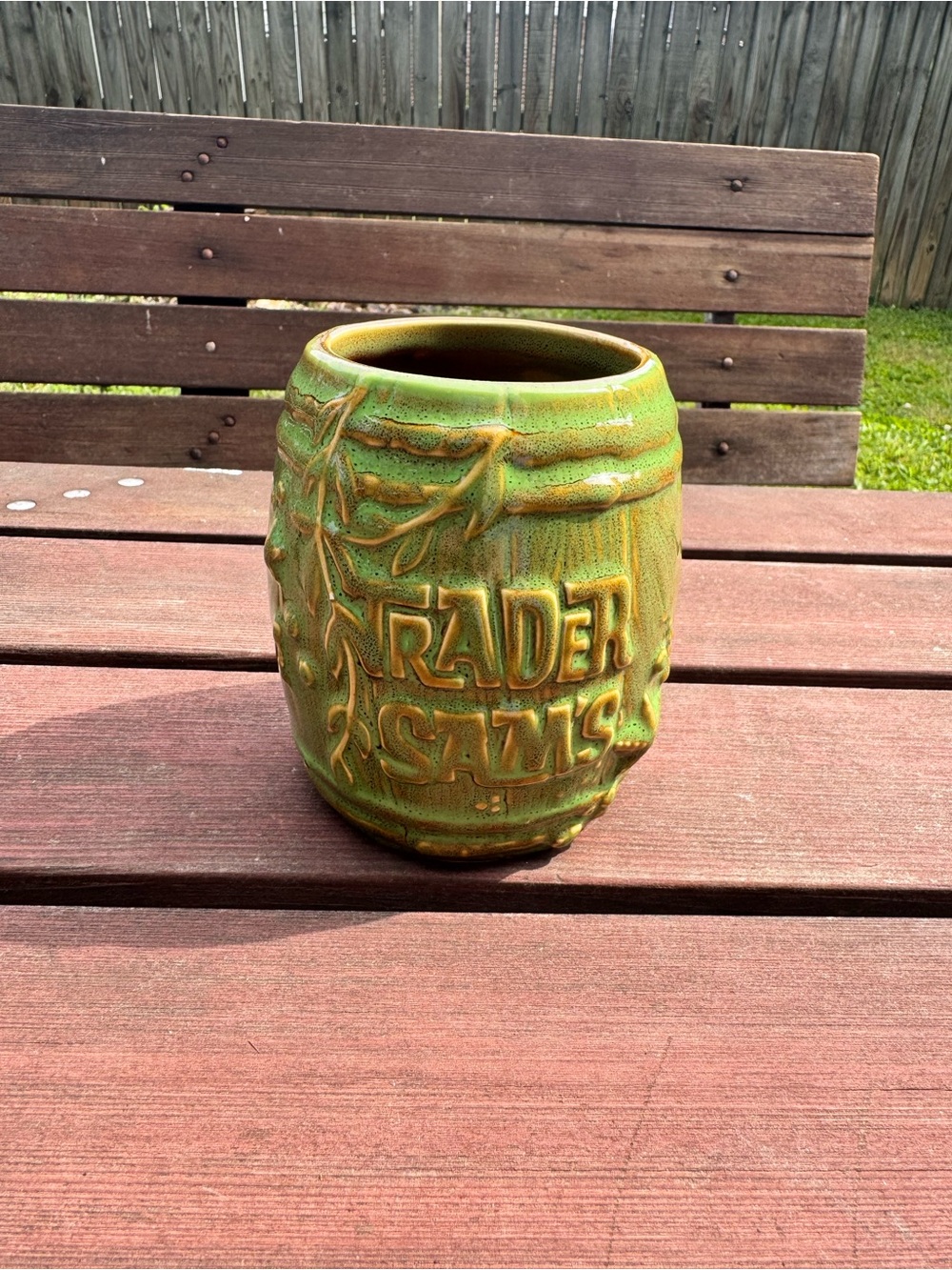 Disney Green and Brown Trader Sam's Tiki Mug